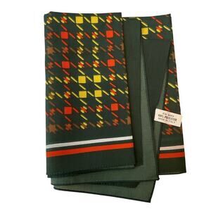 Vintage Italian Geometric Print Scarf | 1970s, Dark Green, Mod Print, 15x44"